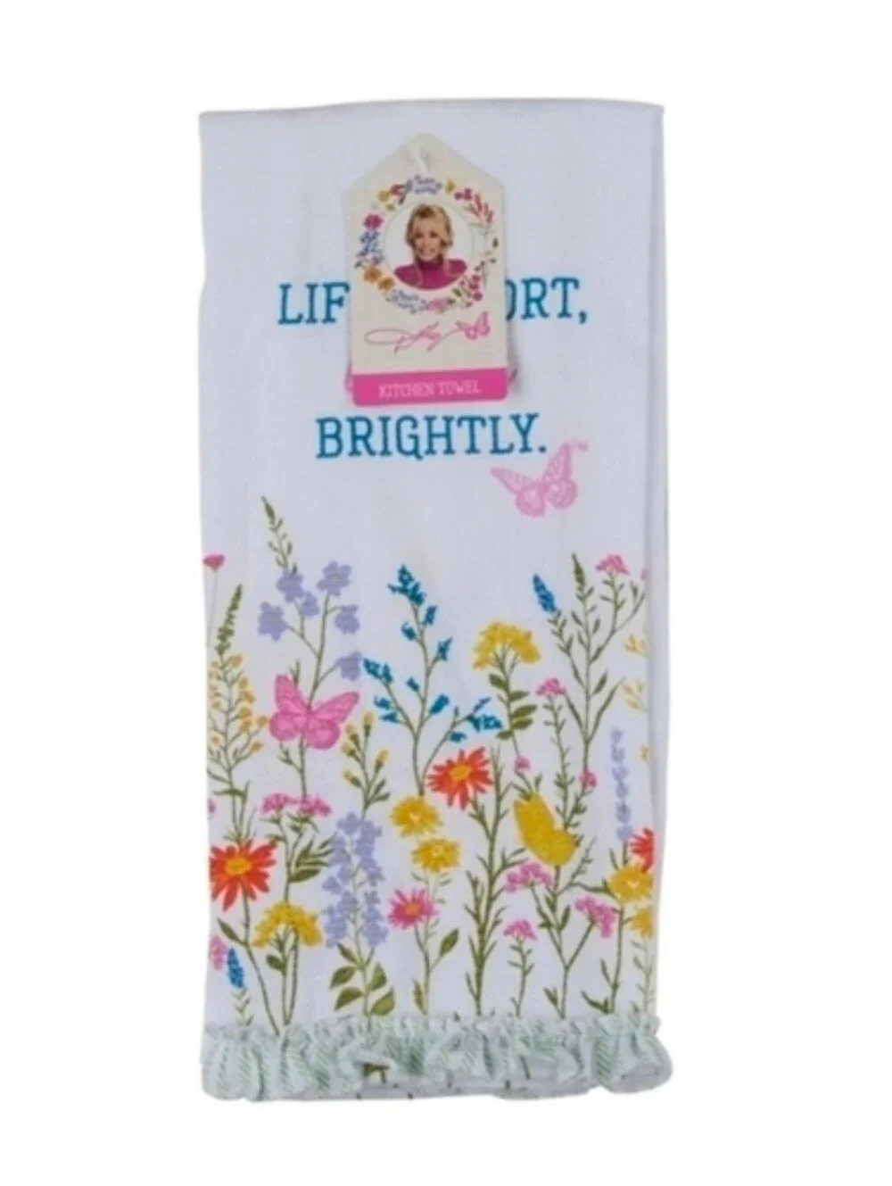 DOLLY PARTON 'Life's Short, Bloom Brightly' Floral Kitchen Towels - Pink Accents
